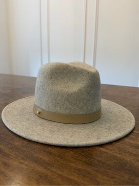 Lack Of Color Light Gray Wool Fedora with Tan Trim - Never Worn.